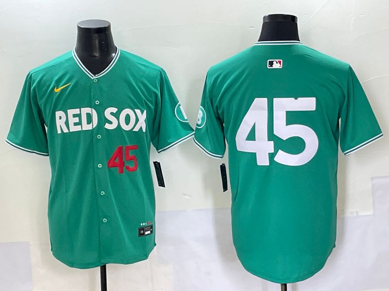 Men 2025 Boston Red Sox 45 No Name Dark Green Joint Name Nike MLB Jersey style 2
